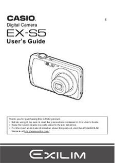 Casio Exilim EX S 5 manual. Camera Instructions.